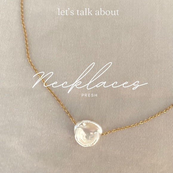 Gold Tone Tarnish Free Chainwith Freshwater Keshi Pearl Necklace. - Picture 2 of 3